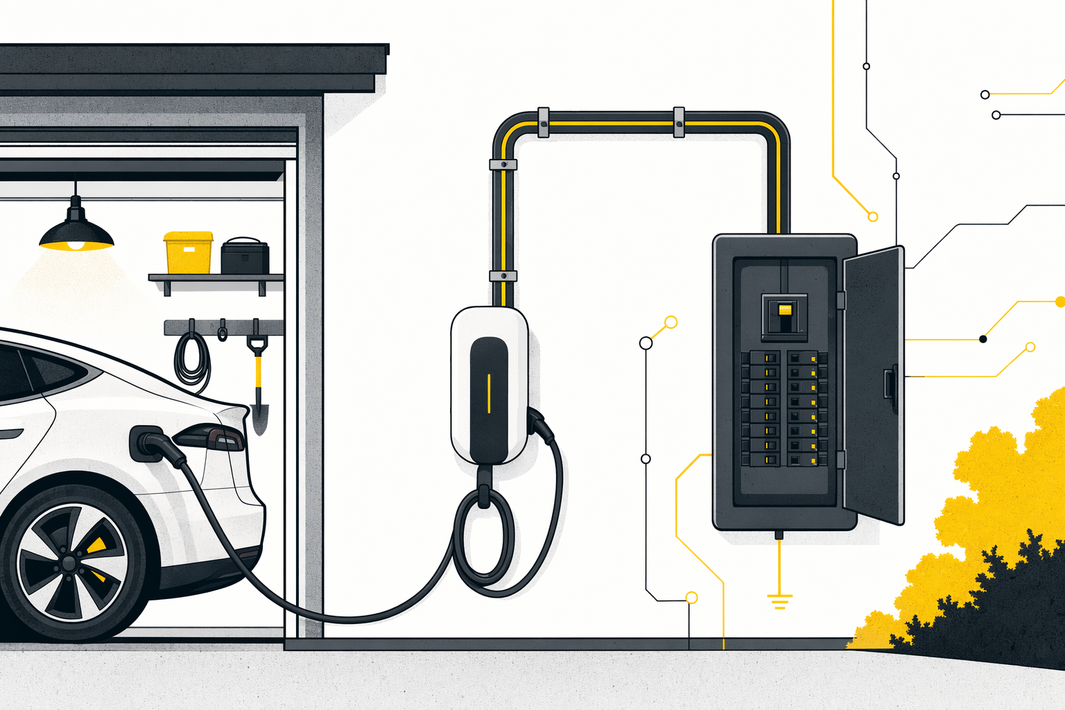 Illustration for EV charger (Level 2) installation