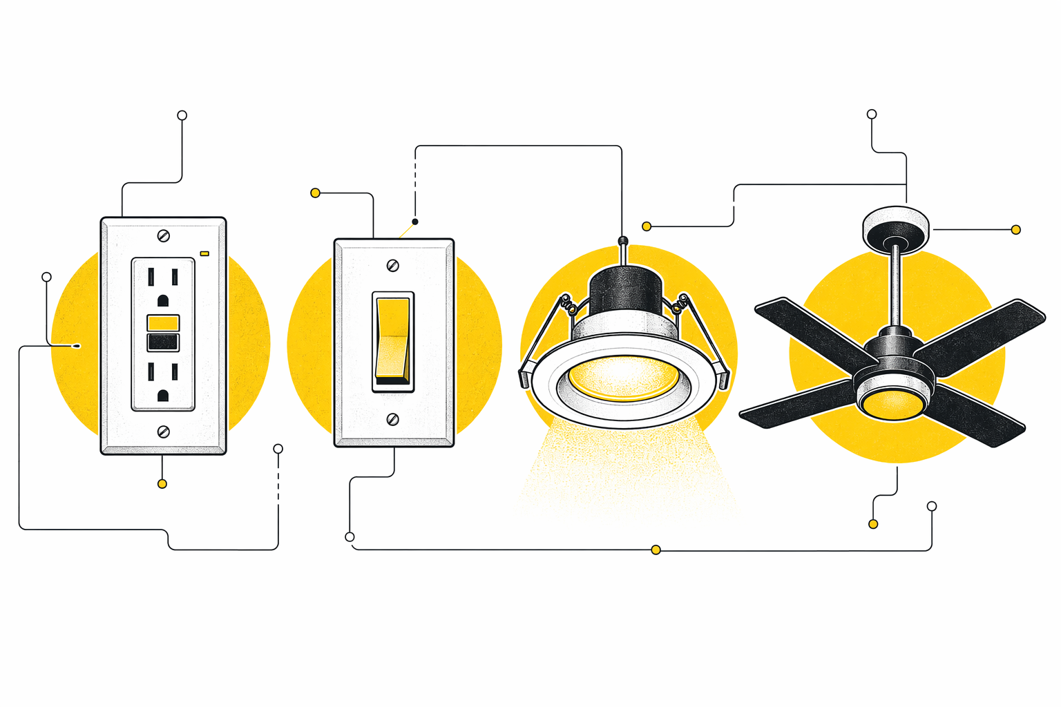 Illustration for Outlets, switches & lighting